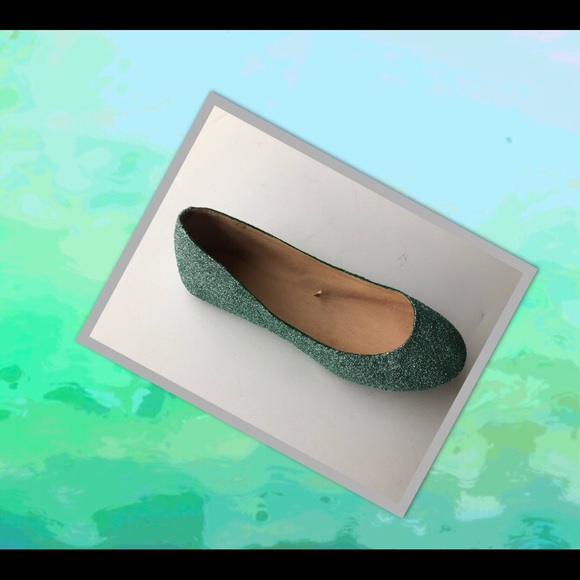 Women’s Custom Mint Green Shimmery Glitter Flats - Picture 7 of 8